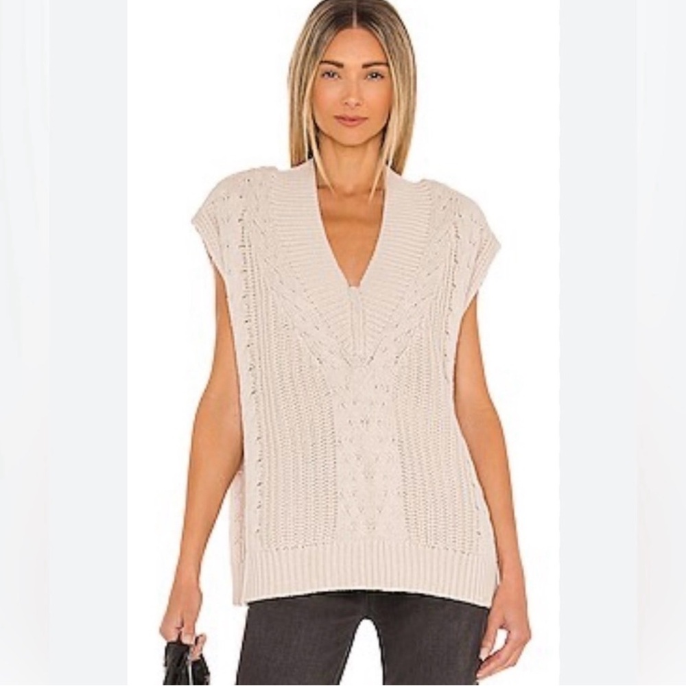 Pistola Revolve Kiran Cable Knit Women's Cream Sweater Vest Size‎ Small